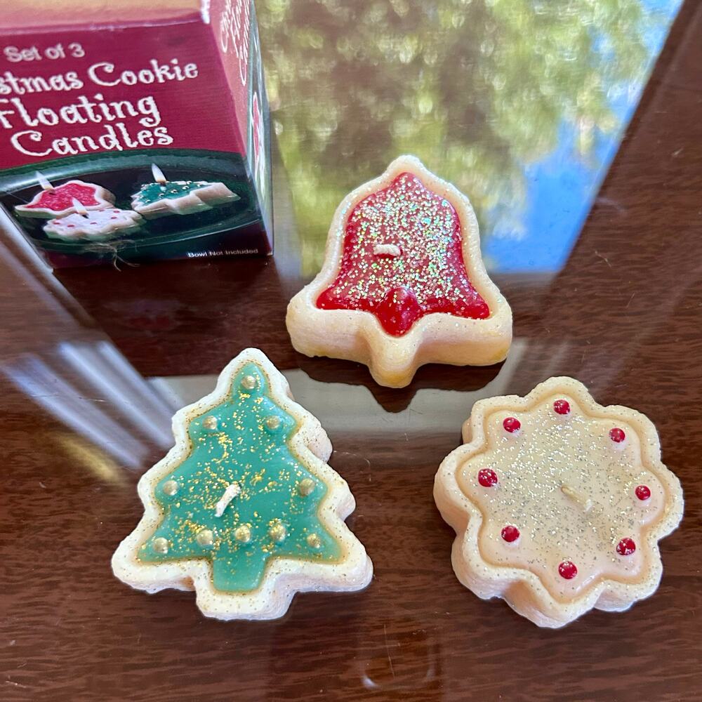 Vintage Giftco Christmas Cookie Floating Candles Set of 3 New in Box